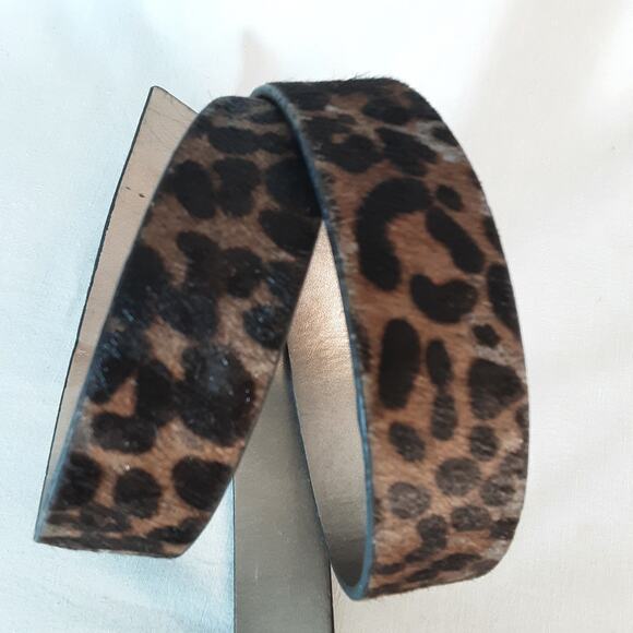 Nine West Hairy Cow Hide Animal Print Belt Medium Waist Black Brown Gray - Picture 7 of 13